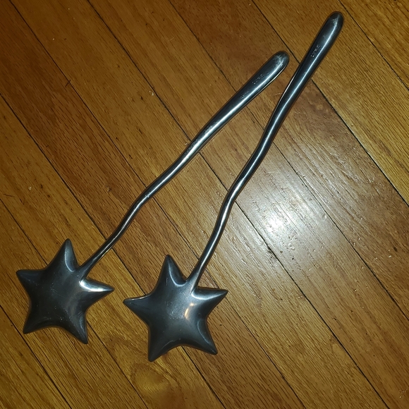 Silver star shaped salad utensils - Picture 3 of 3